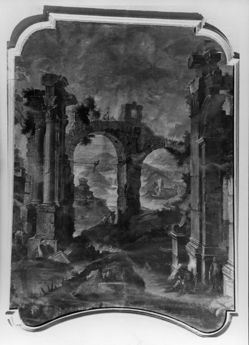 capriccio con rovine (dipinto, opera isolata) - ambito lombardo (sec. XVIII)