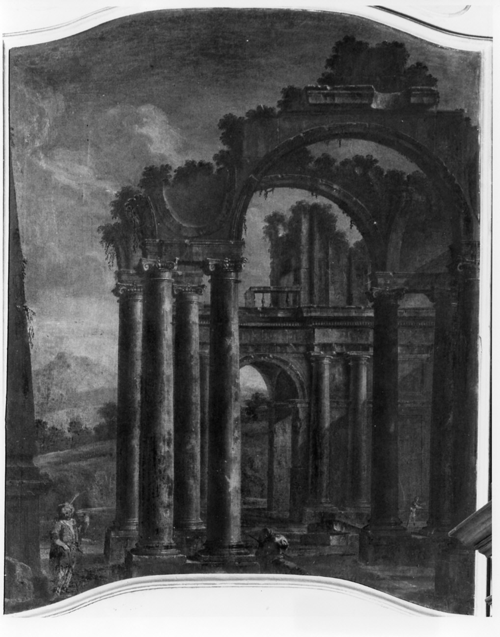 capriccio con rovine (dipinto, opera isolata) - ambito lombardo (seconda metà sec. XVIII)