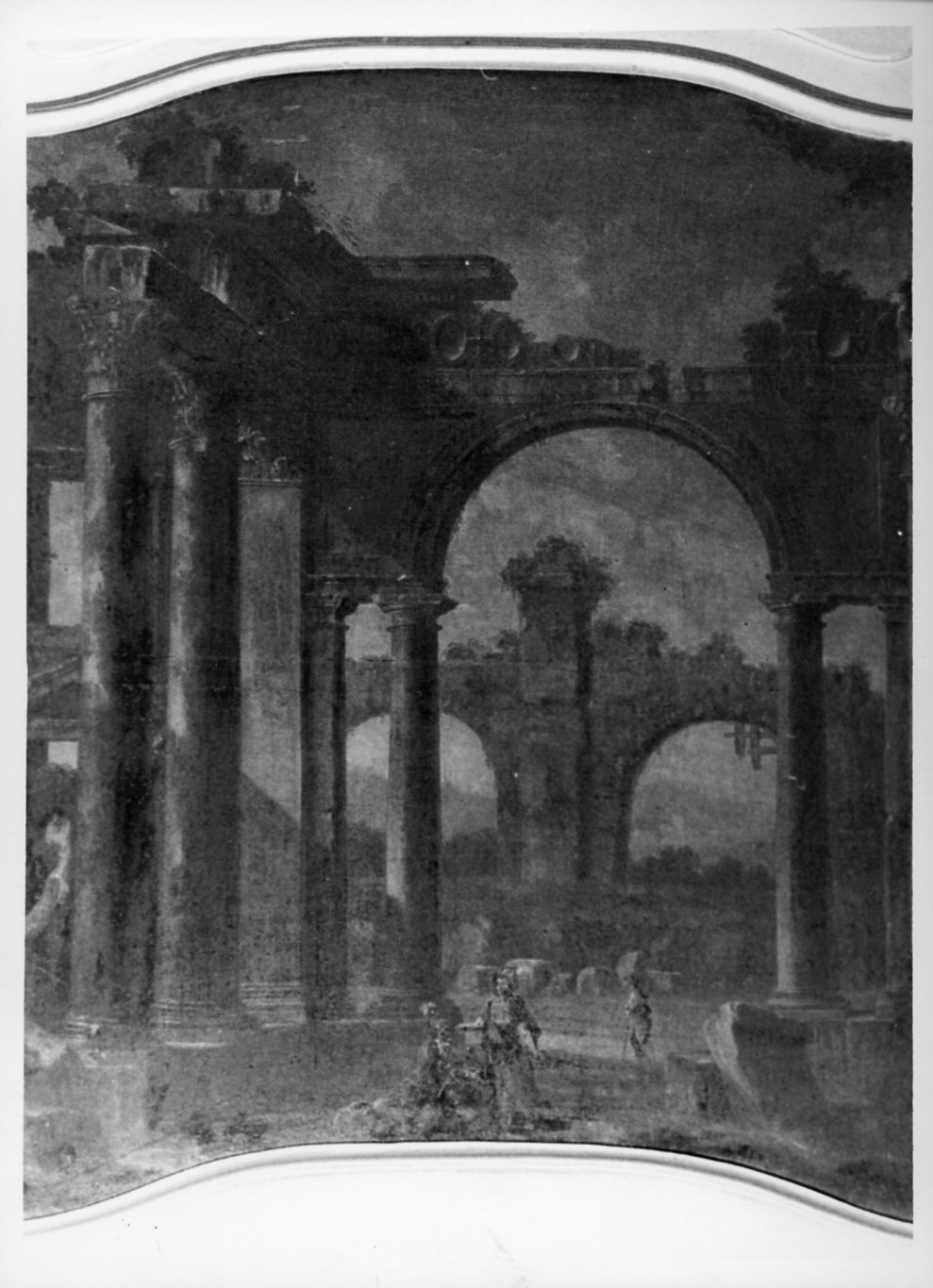 capriccio con rovine (dipinto, opera isolata) - ambito lombardo (seconda metà sec. XVIII)