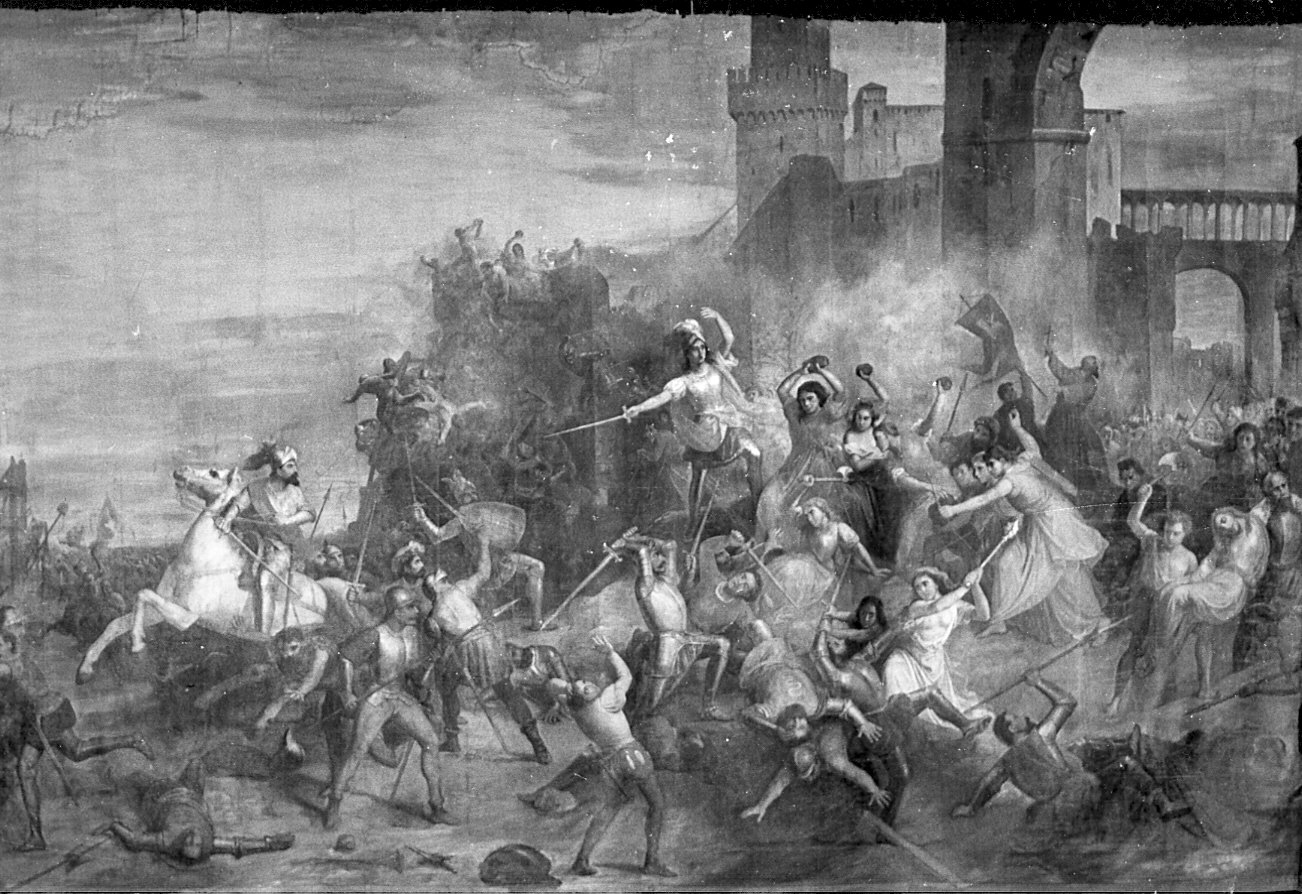 L'assedio di Vigevano (decorazione) di Garberini G.B (attribuito) (sec. XIX)