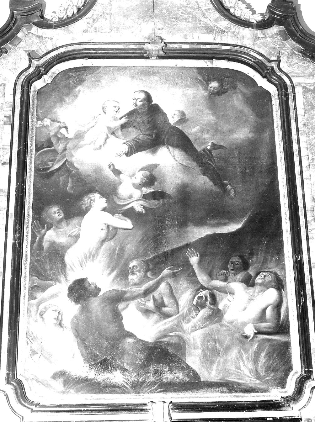 Le anime del purgatorio e Sant'Antonio (pala d'altare) di Turri Beniamino (attribuito) (sec. XIX)