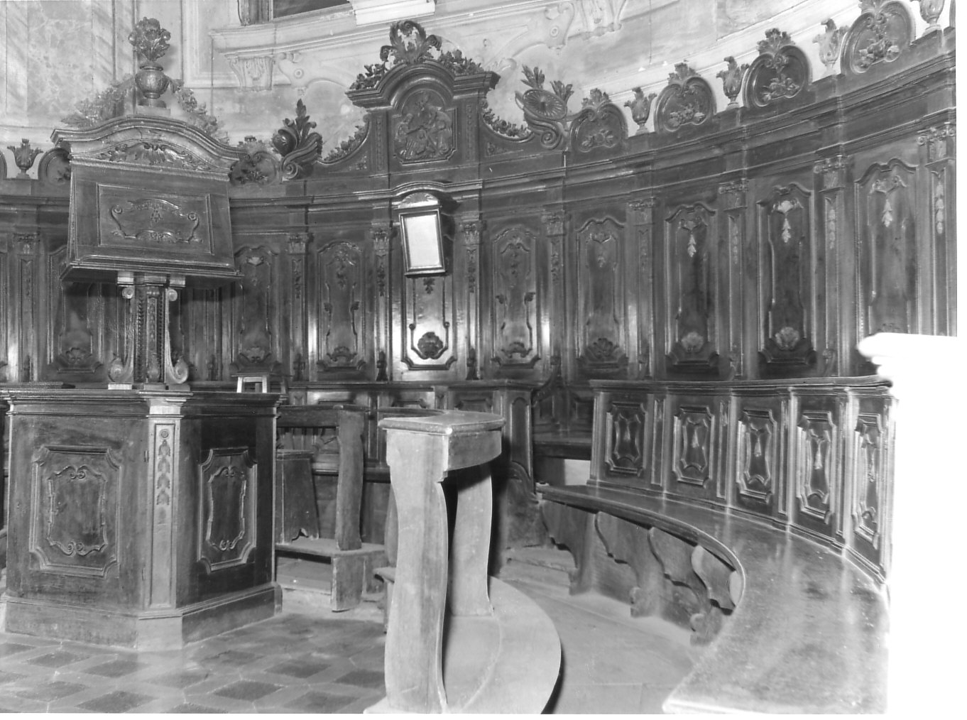 stalli del coro, insieme - bottega lombarda (sec. XIX)