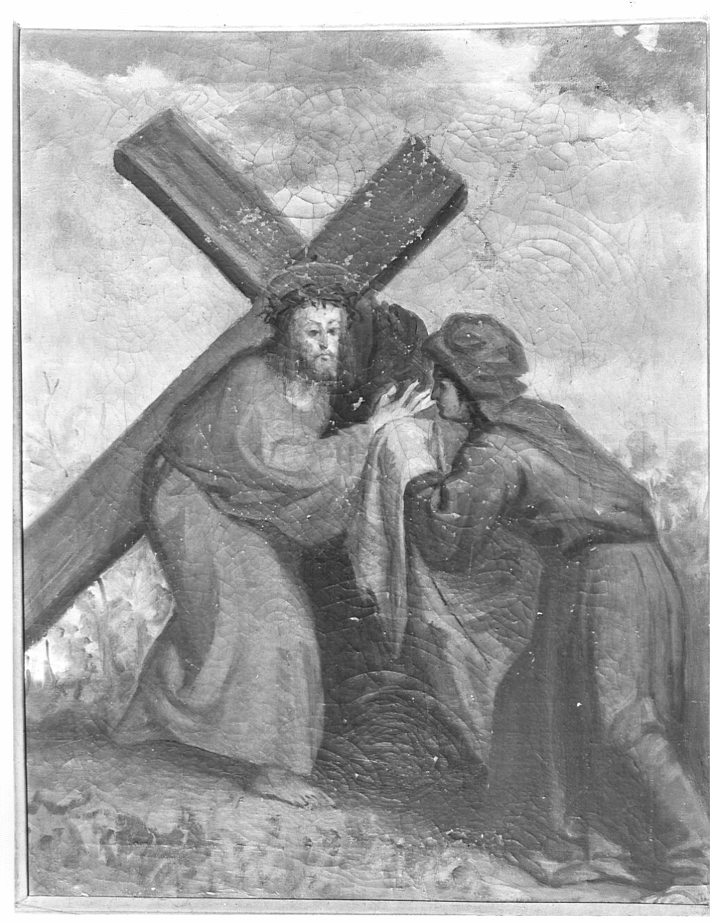 stazione VI: Gesù asciugato dalla Veronica (dipinto) - ambito lombardo (sec. XIX)
