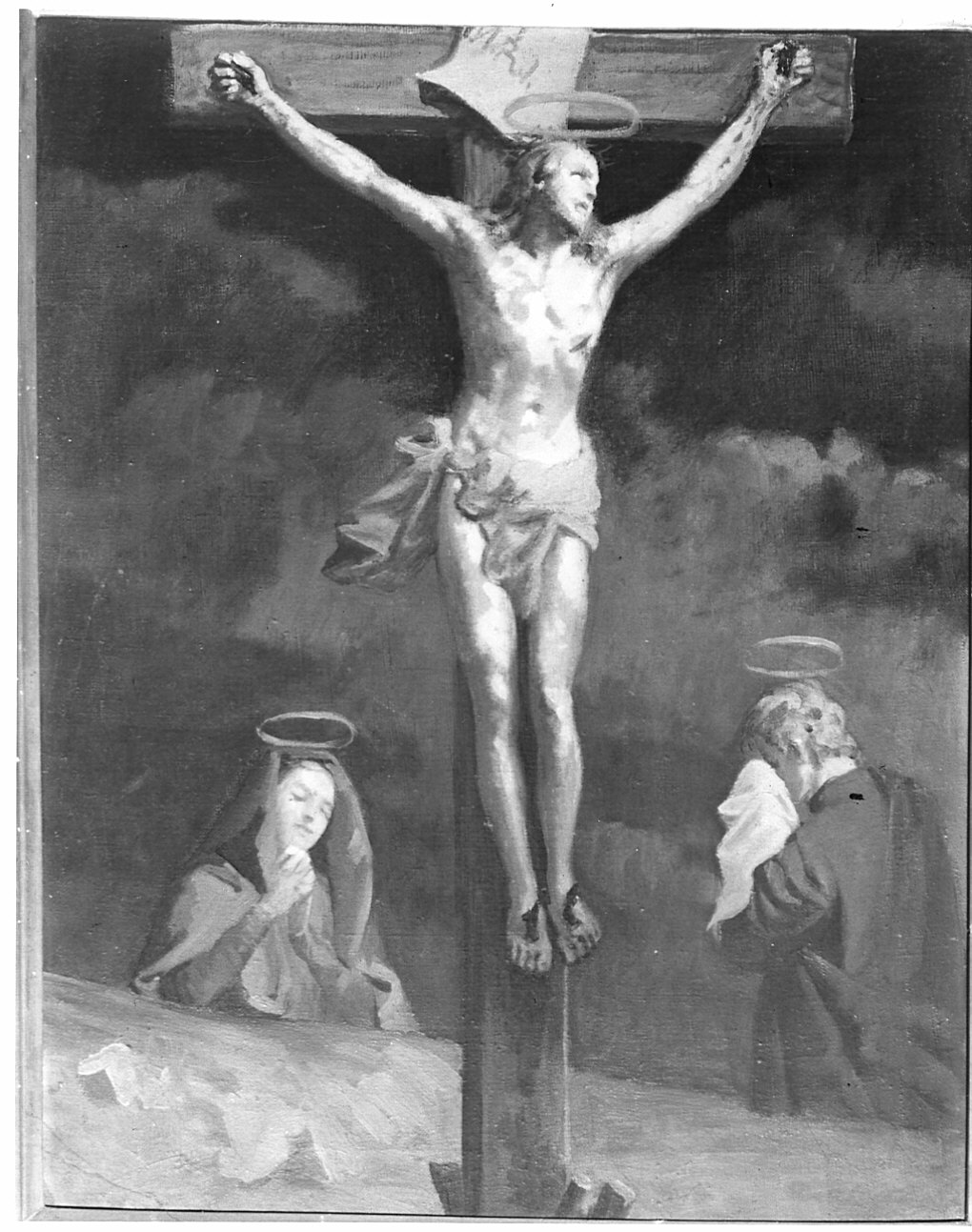 stazione XII: Gesù innalzato e morto in croce (dipinto) - ambito lombardo (sec. XIX)