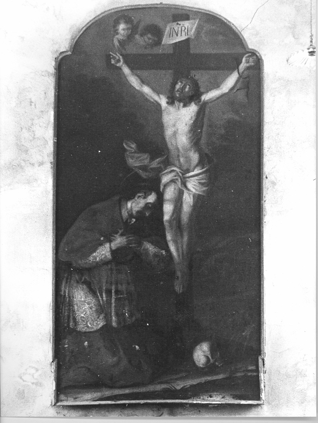 San Carlo Borromeo in adorazione della croce (dipinto) - ambito lombardo (sec. XVIII)