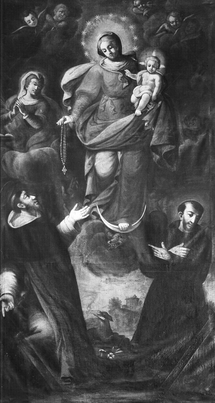 La Vergine del Rosario e Santi, Madona del Rosario con Santi (dipinto) - ambito pavese (sec. XVIII)