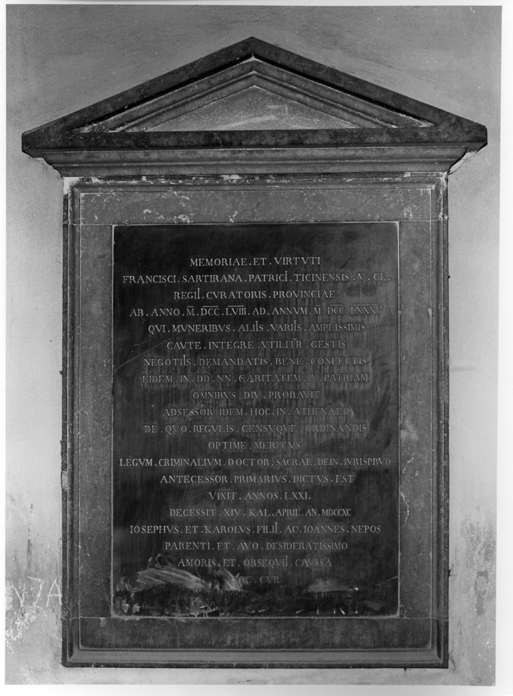 lapide, opera isolata - bottega italiana (sec. XVIII)