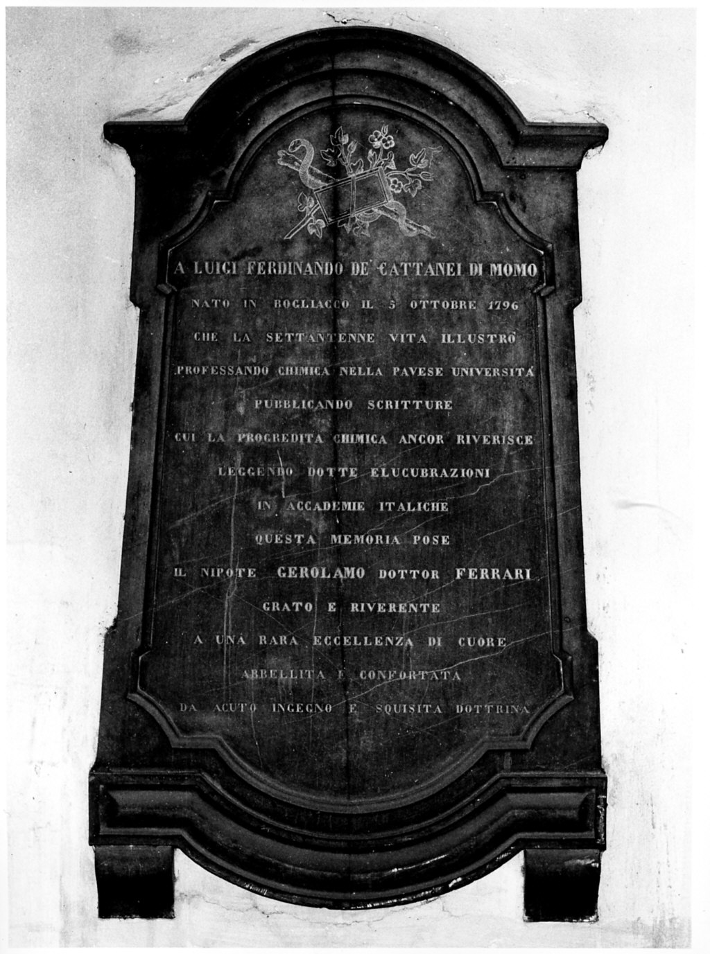 lapide, opera isolata - bottega italiana (sec. XIX)