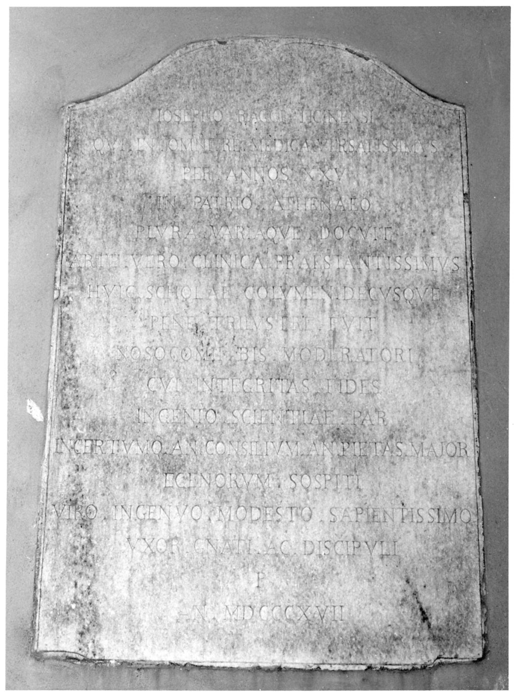 lapide, opera isolata - bottega italiana (sec. XIX)