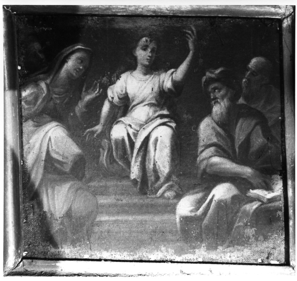 disputa di Gesù con i dottori nel tempio (dipinto, opera isolata) - ambito lombardo (sec. XVII)