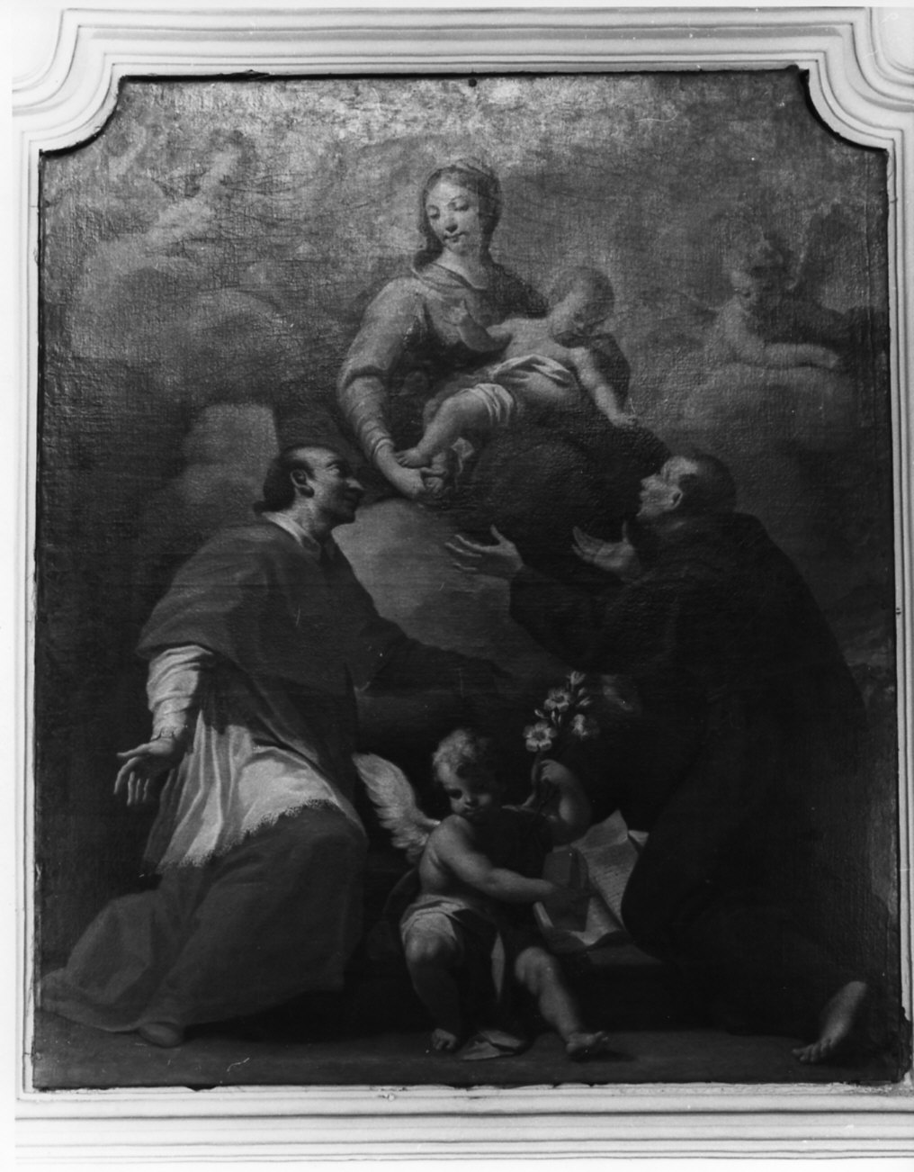 Madonna con Bambino, San Carlo Borromeo e Sant'Antonio da Padova (dipinto, opera isolata) - ambito lombardo (sec. XVIII)