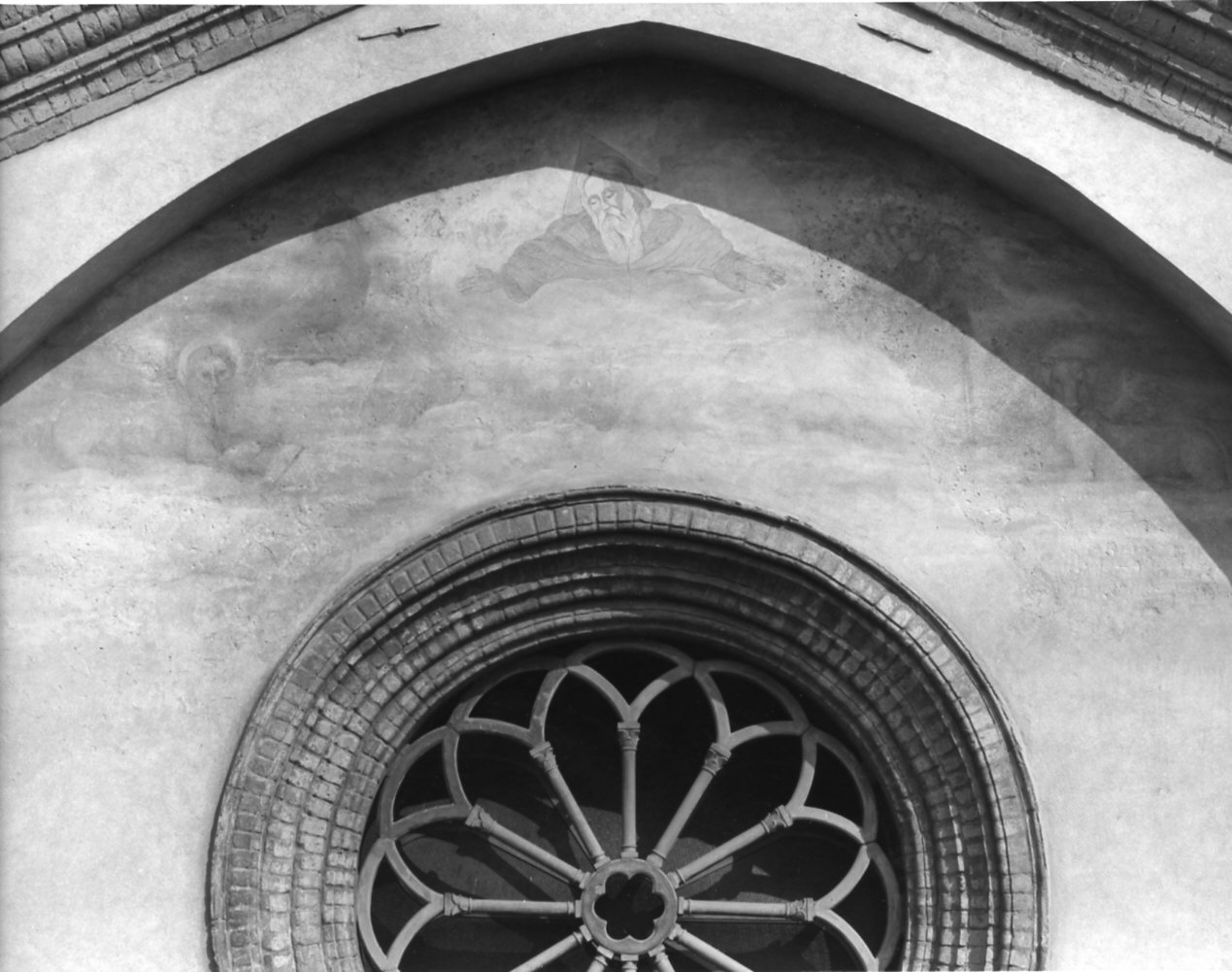 Dio Padre con i simboli degli evangelisti (dipinto murale, frammento) - ambito lombardo (fine/inizio secc. XIV/ XV)