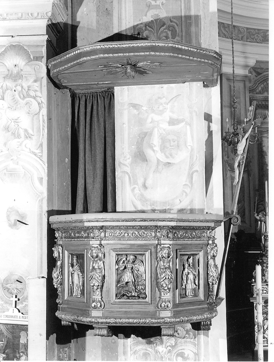 pulpito, opera isolata - bottega lombarda (fine/inizio secc. XVII/ XVIII)