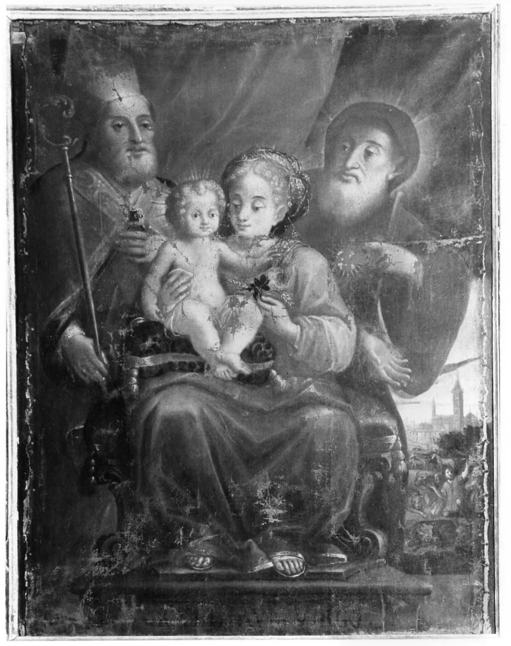 Madonna con Bambino e i santi Agostino e Francesco di Paola (dipinto, opera isolata) - ambito lombardo (seconda metà sec. XVI)