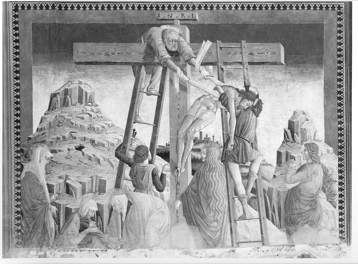 deposizione di Cristo dalla croce (dipinto murale, elemento d'insieme) - ambito lombardo (seconda metà sec. XV)