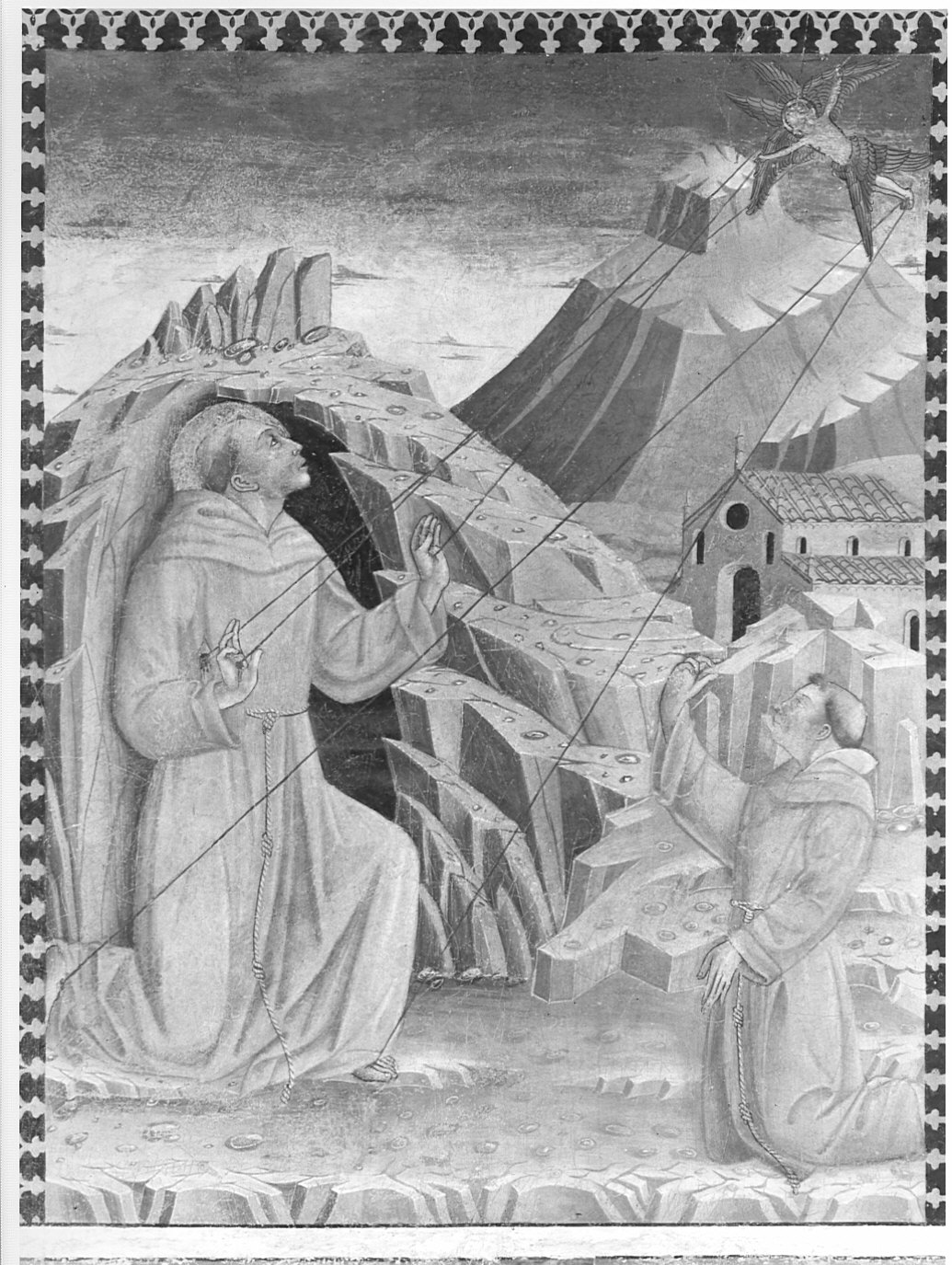 San Francesco d'Assisi riceve le stimmate (dipinto murale, elemento d'insieme) - ambito lombardo (seconda metà sec. XV)