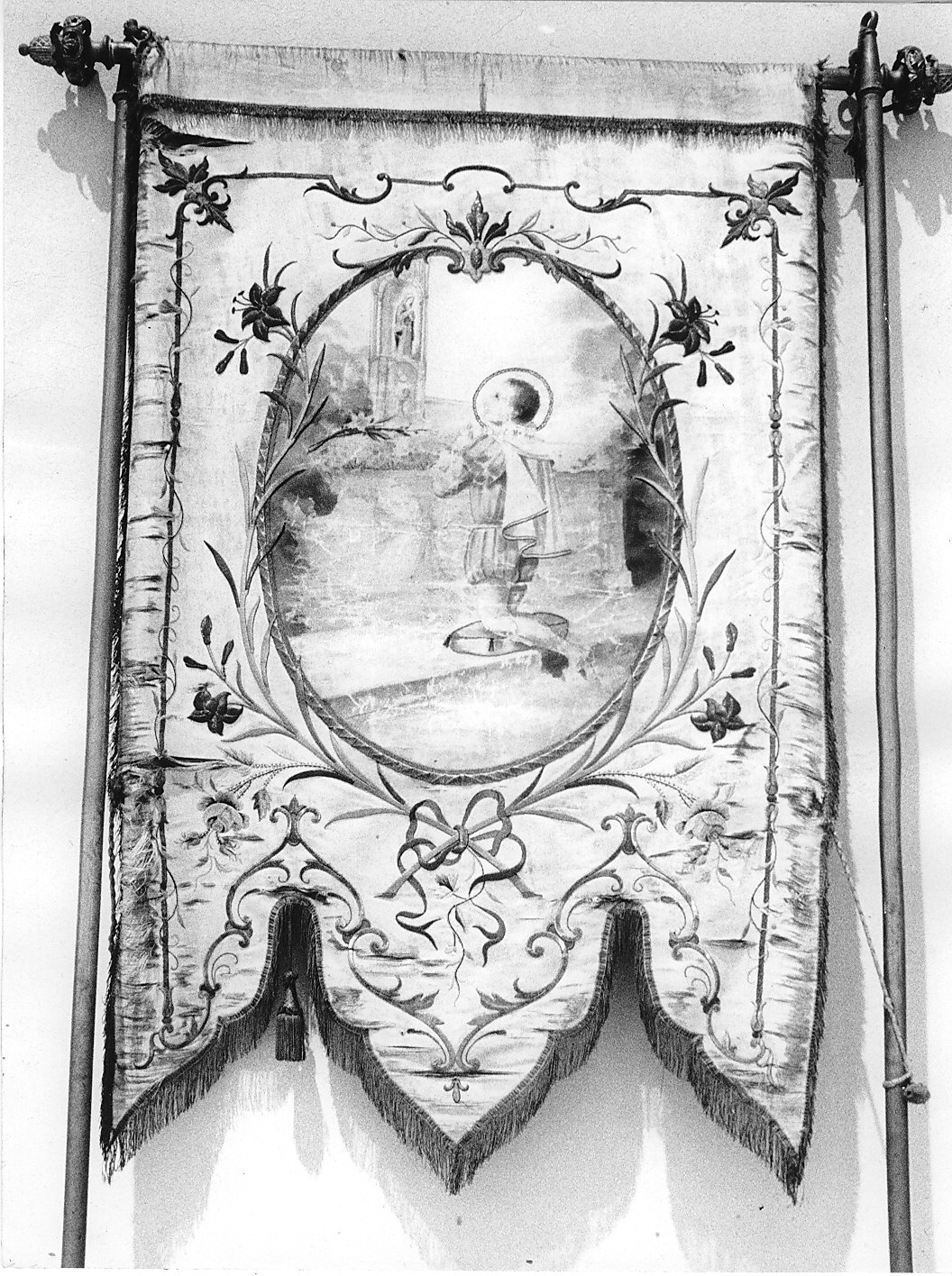 San Luigi Gonzaga (stendardo processionale, opera isolata) - manifattura Italia settentrionale (fine/inizio secc. XIX/ XX)