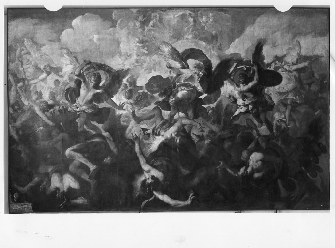 cacciata degli angeli ribelli dal paradiso (dipinto, opera isolata) di Maffei Francesco (sec. XVII)