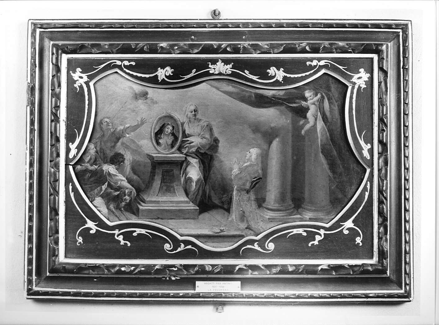 scena di preghiera davanti all'immagine della Vergine (dipinto, pendant) di Magatti Pietro Antonio (sec. XVIII)