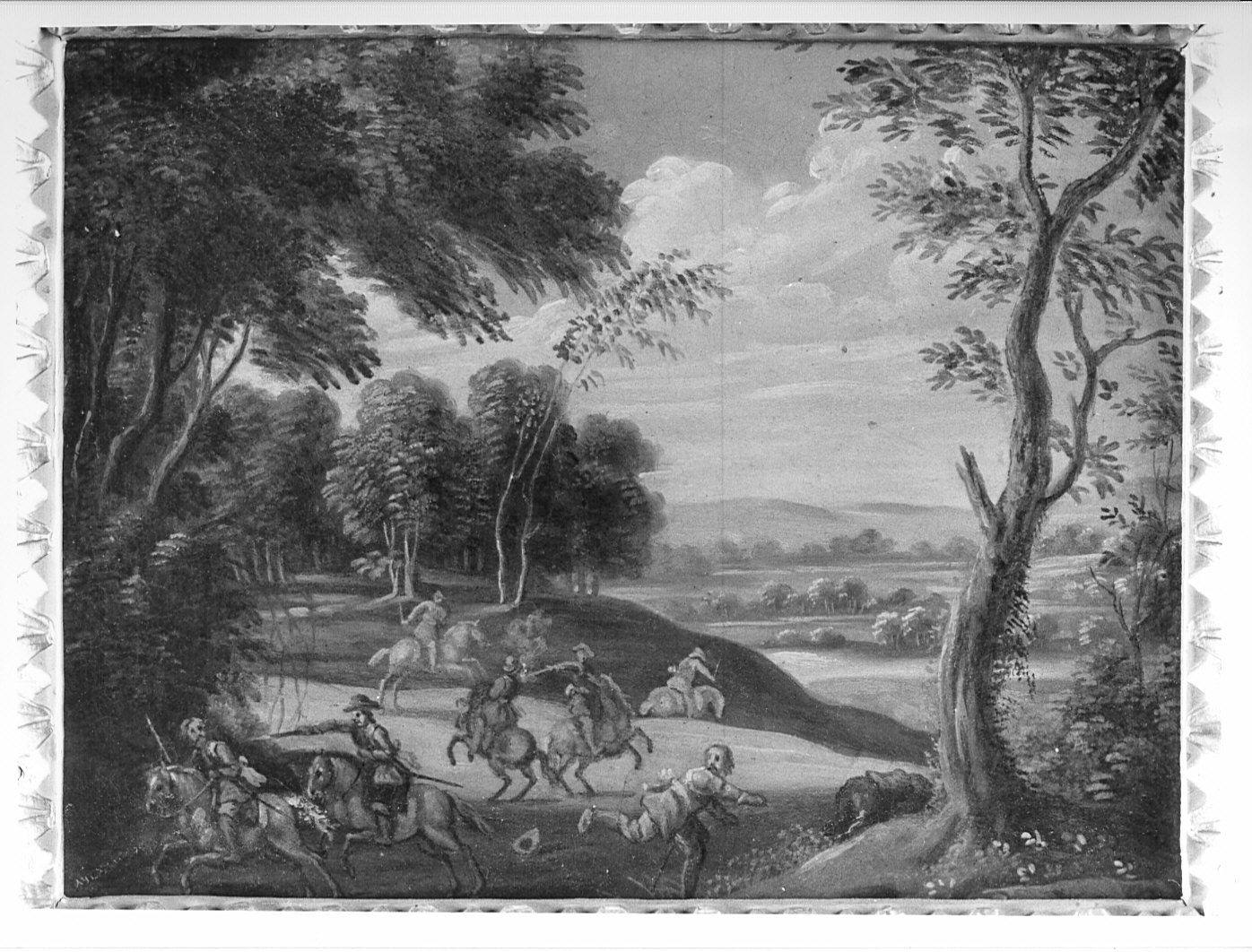 paesaggio (dipinto, pendant) - ambito italiano (sec. XVII)