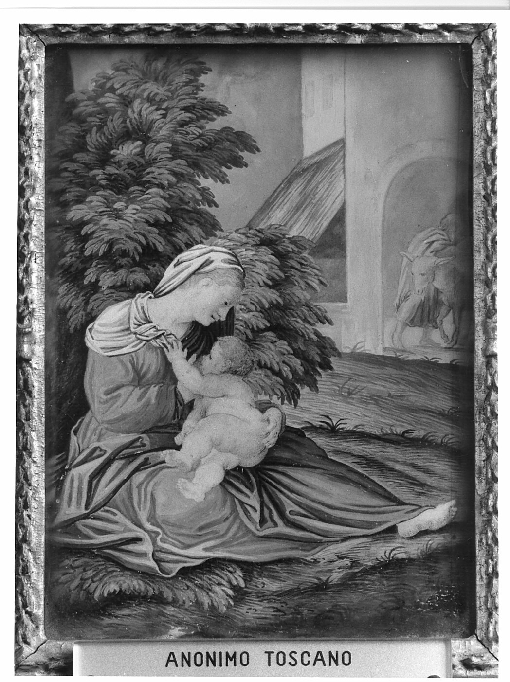 riposo nella fuga in Egitto con la Madonna che allatta Gesù Bambino (dipinto) - ambito toscano (sec. XVII)