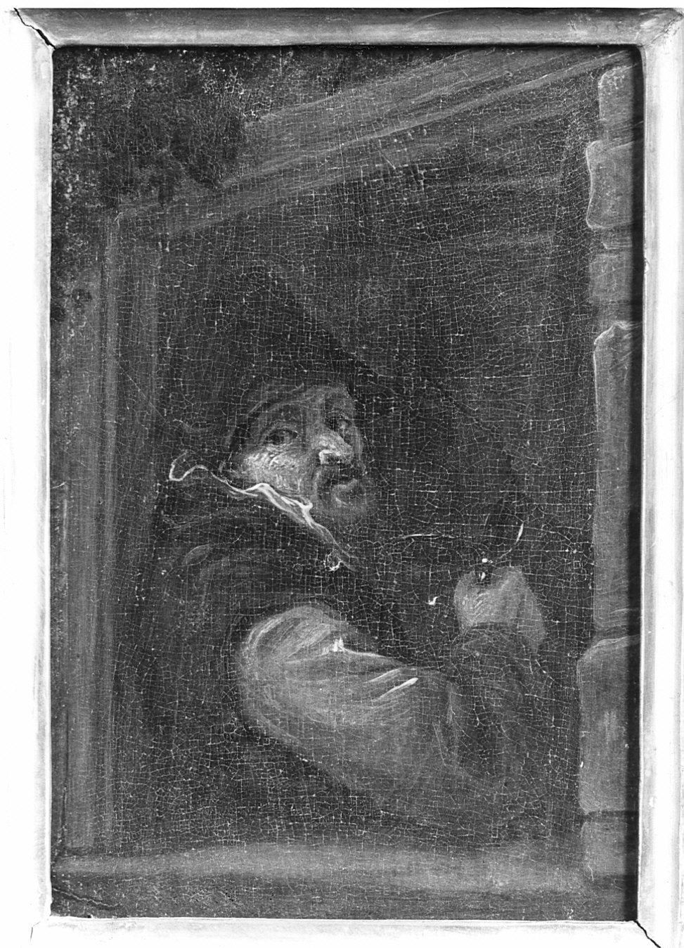 uomo con lente (dipinto, pendant) - ambito olandese (sec. XVIII)