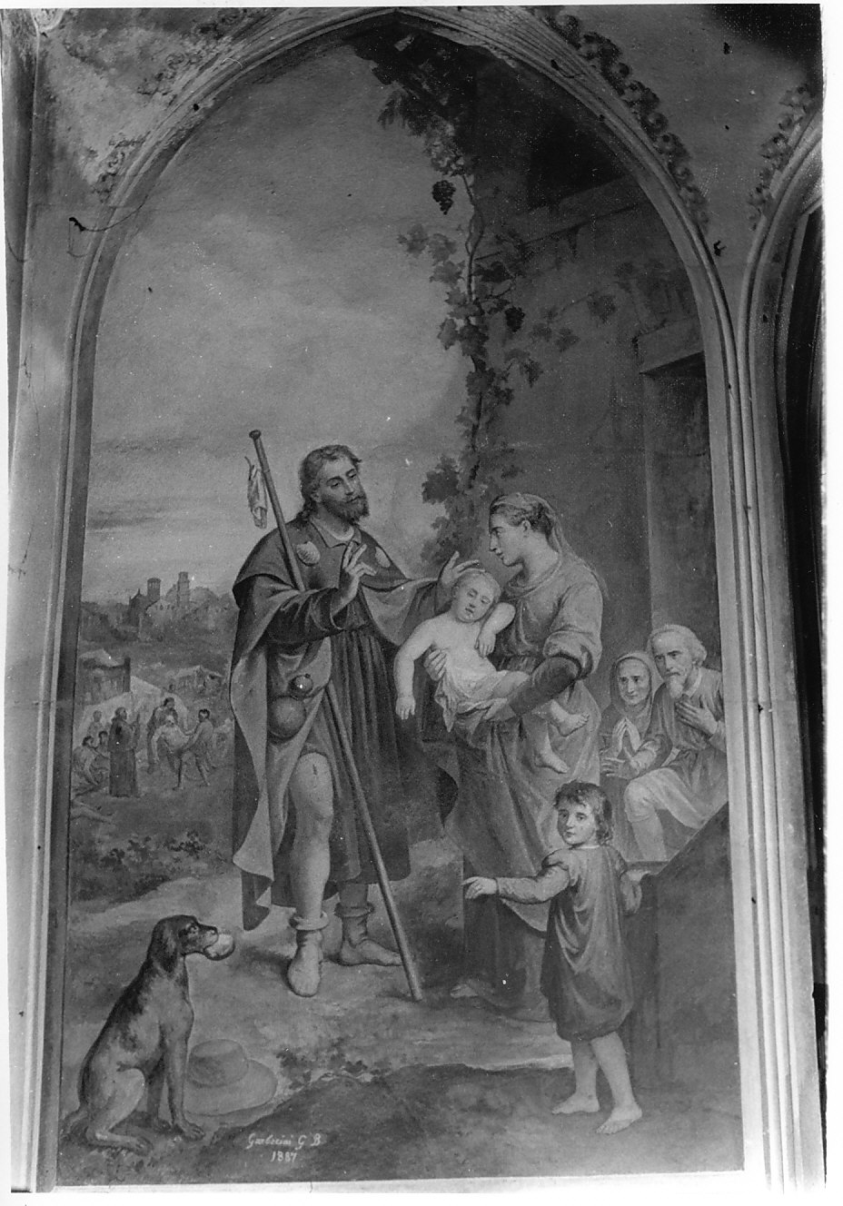 San Rocco (dipinto murale, opera isolata) di Garberini Giovan Battista (sec. XIX)