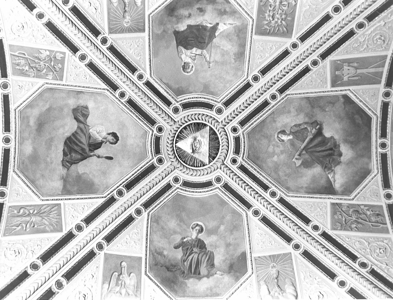 Virtù (decorazione pittorica) di Bocca Luigi (attribuito), Raffele Ambrogio (attribuito), Ottone Casimiro (attribuito) (sec. XX)