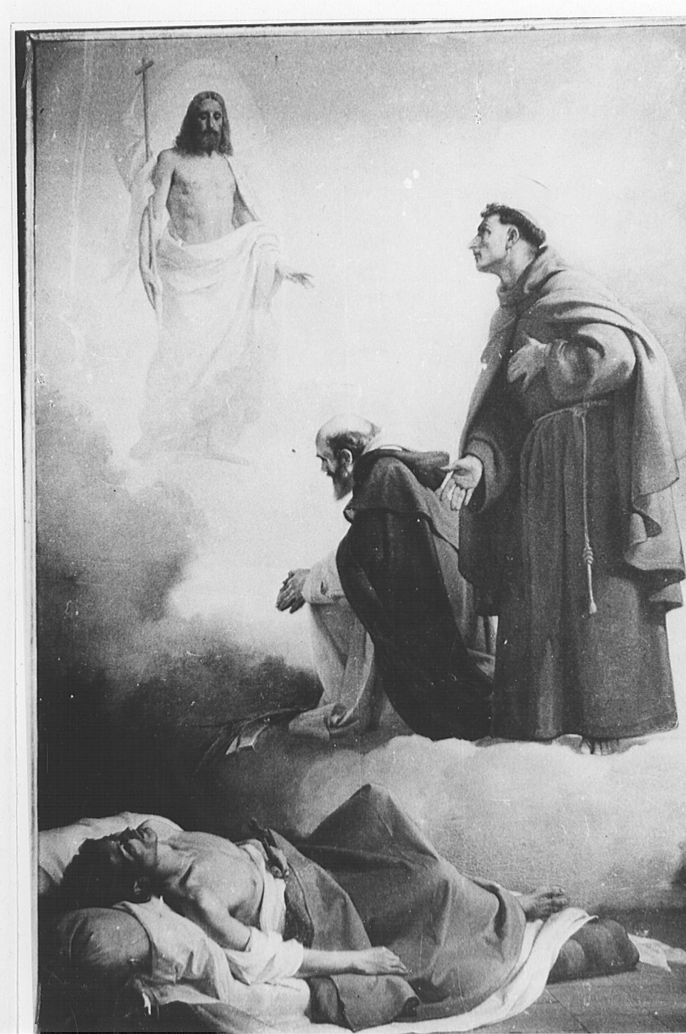 San Bernardino e San Pietro Martire con un ammalato (dipinto, opera isolata) di Valperta Francesco (sec. XIX)