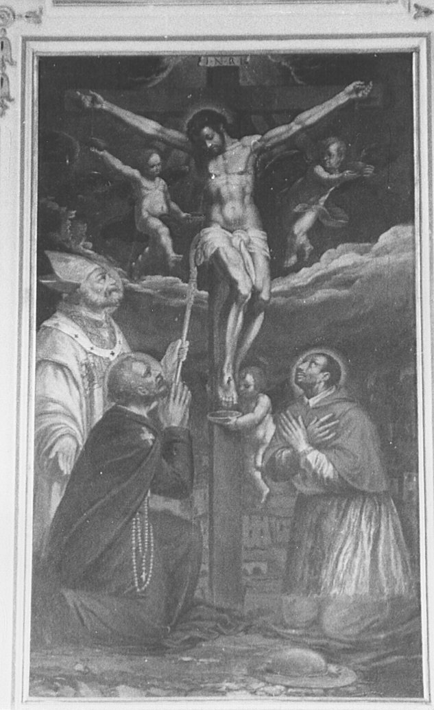 Cristo crocifisso e santi (dipinto, opera isolata) - ambito lombardo (metà sec. XVII)