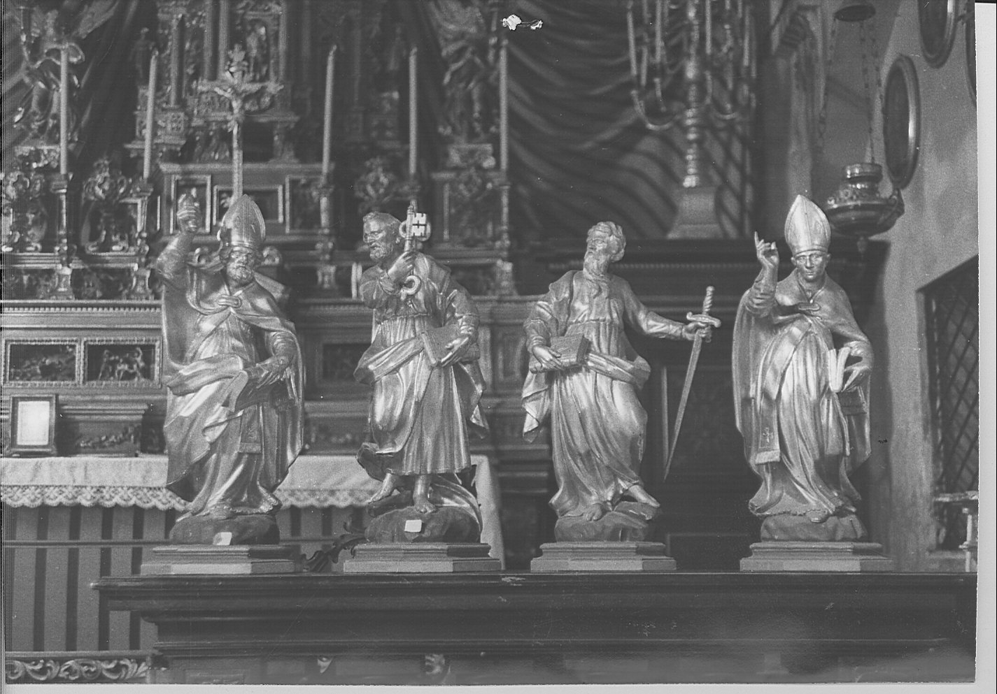 Sant'Antonio (?)/ San Pietro/ San Paolo/ Santo Vescovo (statua, serie) - bottega lombarda (metà sec. XIX)