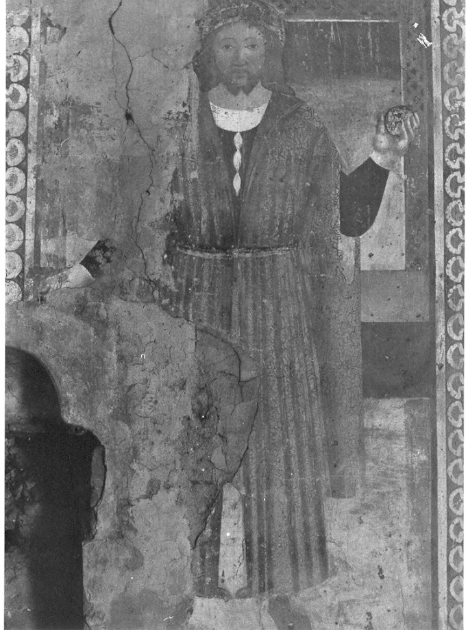 Cristo redentore benedicente (dipinto murale, opera isolata) - ambito lombardo (primo quarto sec. XVI)