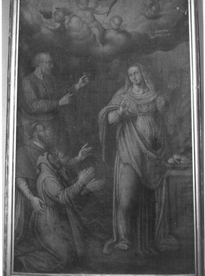 Sant'Agata con San Carlo Borromeo e due confratelli (dipinto, opera isolata) - ambito lombardo (seconda metà sec. XVII)