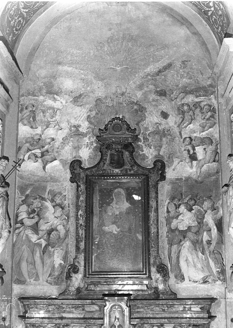 Gloria angelica, gloria d'angeli e colomba dello Spirito Santo (dipinto murale) di Crespi Giovan Battista detto Cerano (attribuito) (seconda metà sec. XVI)
