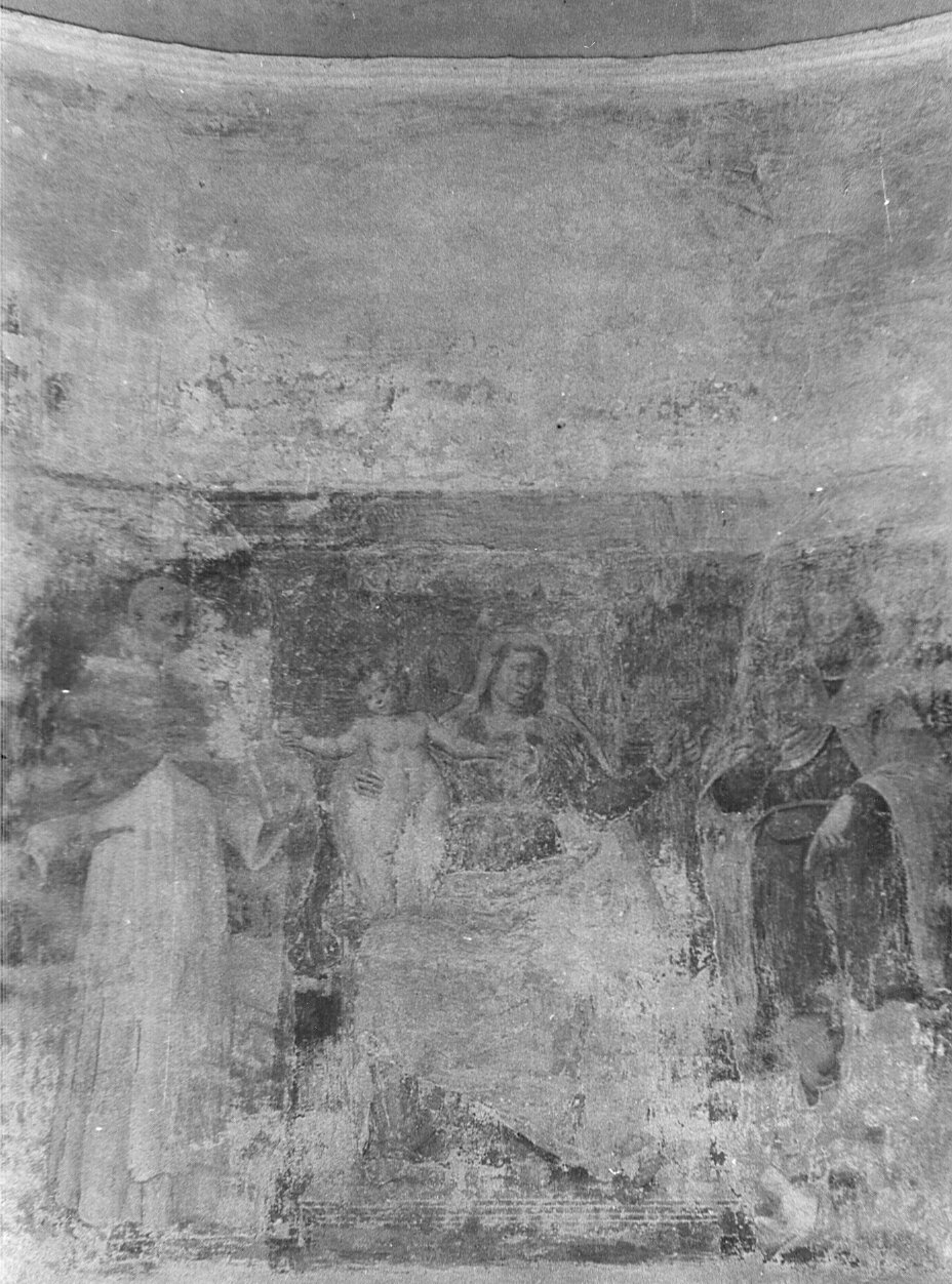 Madonna del Rosario tra i SS. Domenico e Rocco, Madonna del Rosario (dipinto murale) - ambito pavese (seconda metà sec. XVI)