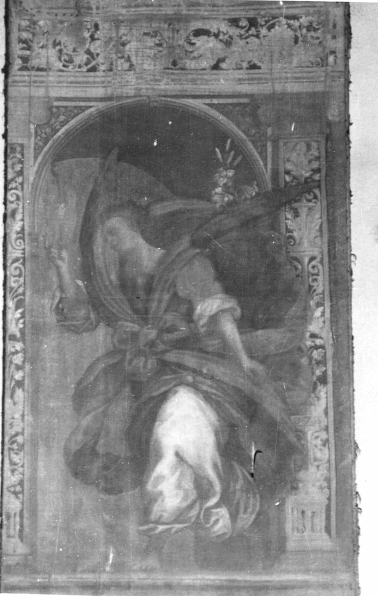 Annunciazione, S. Agostino, S. Michele Arcangelo (dipinto, serie) di Ferrari Bernardino (sec. XVI)