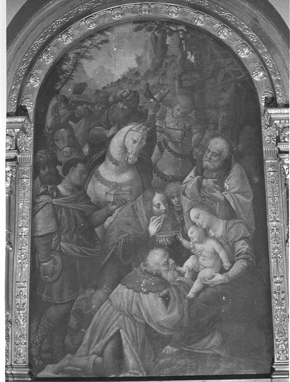Adorazione dei Magi, adorazione dei Re Magi (dipinto) di Lanino Bernardino (attribuito) (sec. XVI)