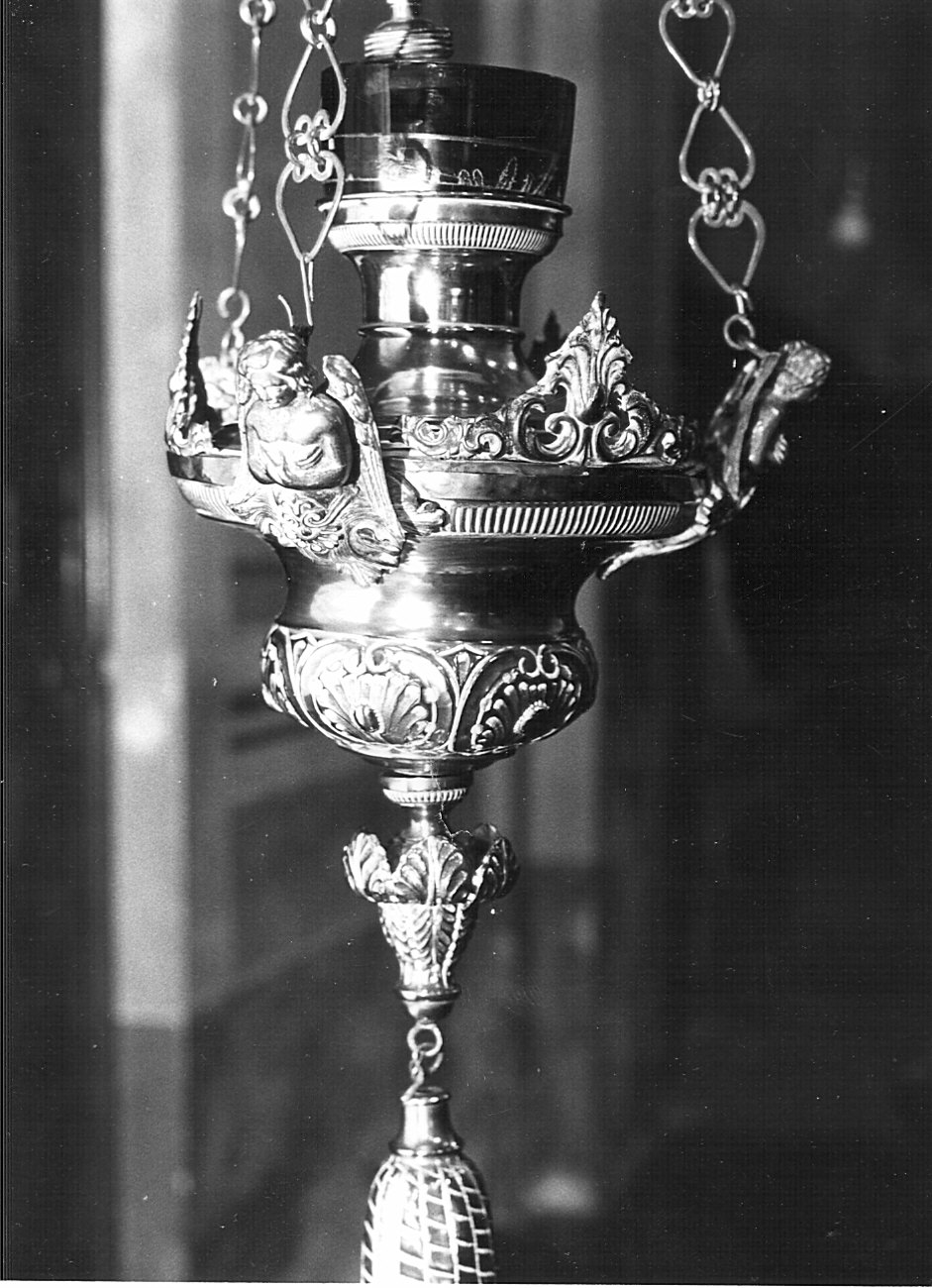 lampada pensile - a vaso, coppia - bottega lombarda (metà sec. XIX)