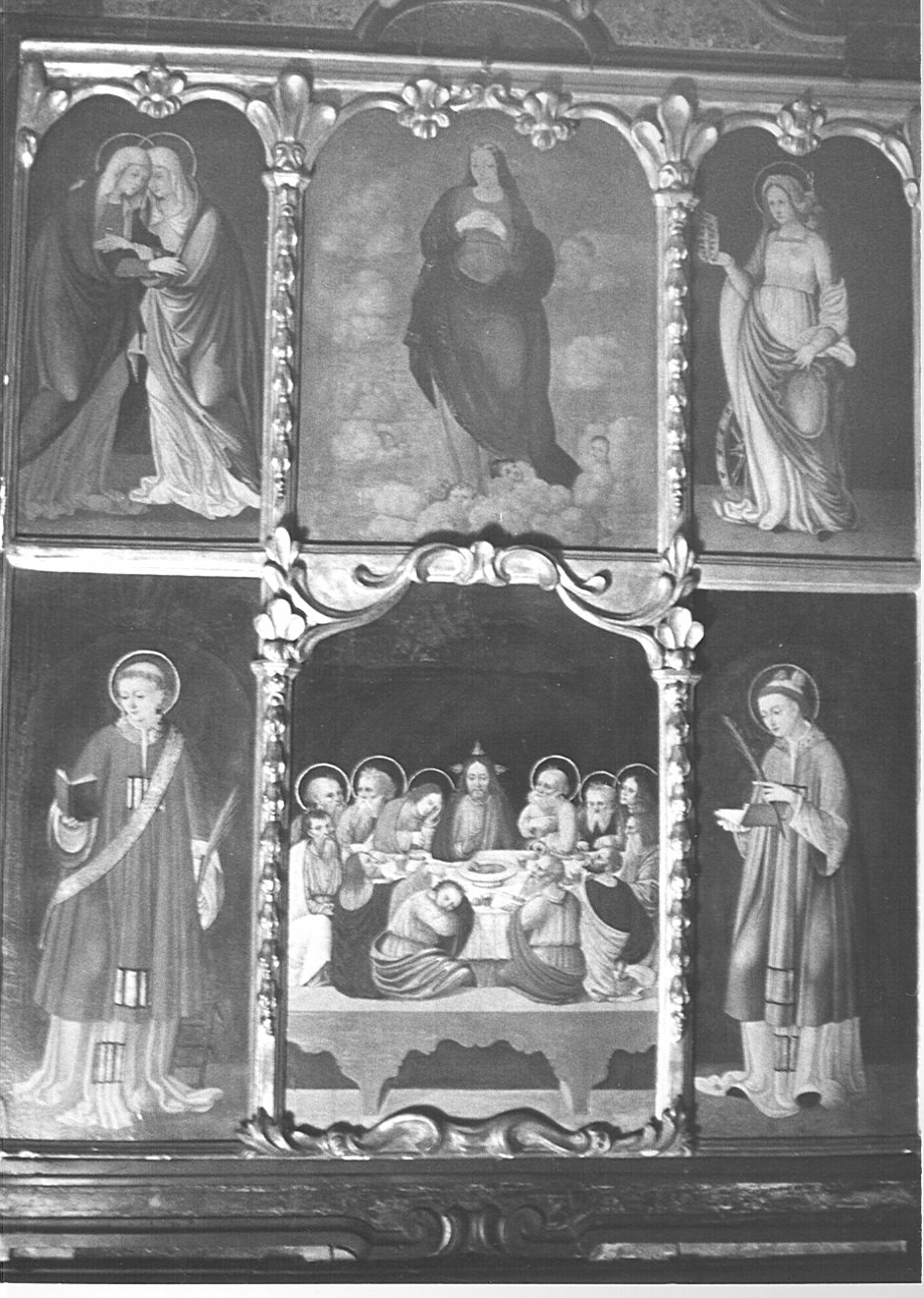 Ultima Cena, Assunta, Visitazione, S. Lorenzo e S. Caterina (polittico) di de Murini Antonio (attribuito) (seconda metà sec. XV)