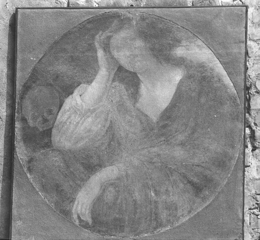 figura umana con teschio, figura umana con teschio (dipinto) - ambito lombardo (sec. XVIII)