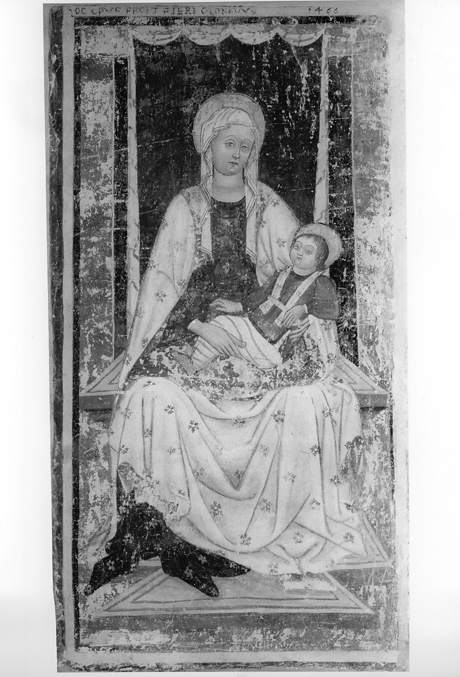 Madonna in trono con Bambino (dipinto murale, opera isolata) - ambito lombardo (sec. XV)