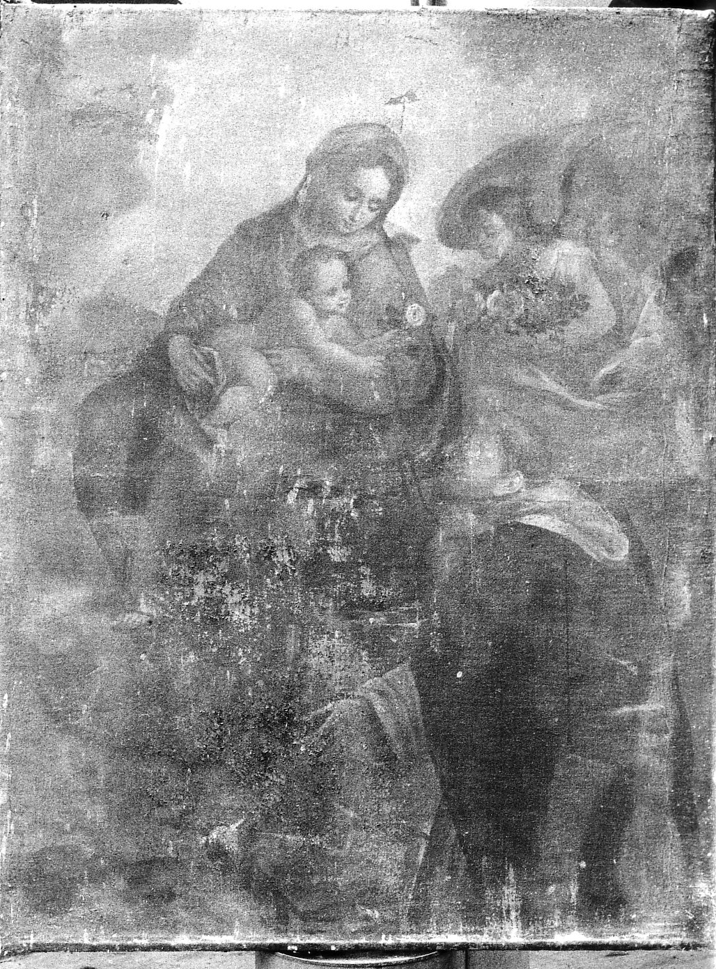 Madonna del Rosario con Bambino con San Domenico (dipinto, opera isolata) - ambito lombardo (sec. XVII)