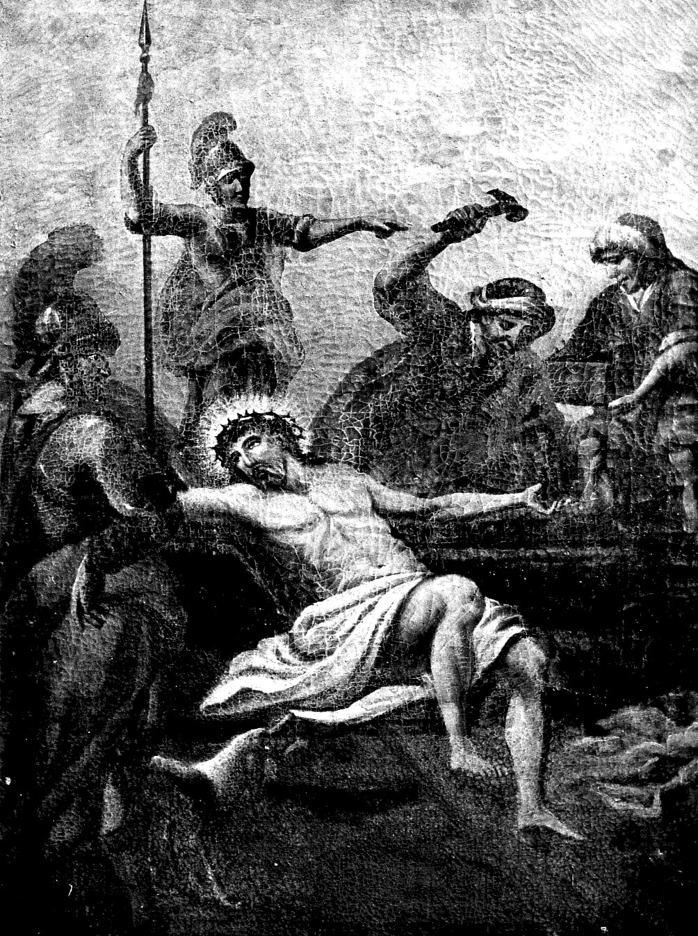 stazione XI: Gesù inchiodato alla croce (dipinto, elemento d'insieme) - ambito pavese (fine/inizio secc. XVIII/ XIX)