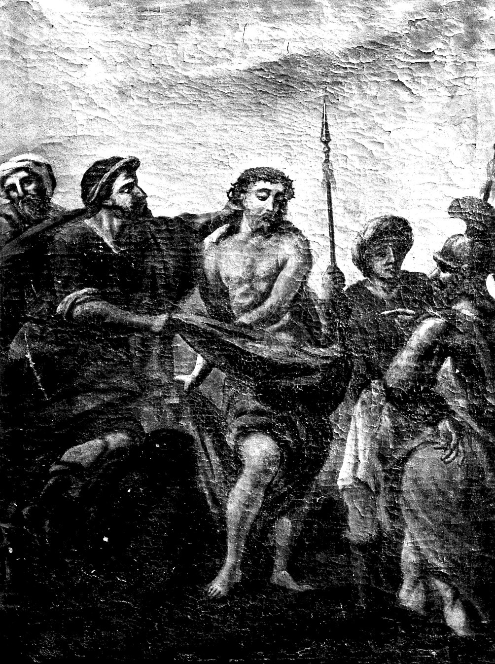 stazione X: Gesù spogliato e abbeverato di fiele (dipinto, elemento d'insieme) - ambito pavese (fine/inizio secc. XVIII/ XIX)