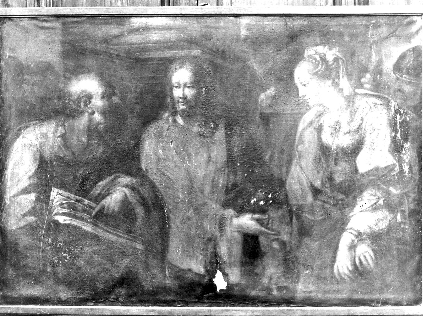 Cristo e l'adultera (dipinto, coppia) - ambito lombardo (metà sec. XVII)