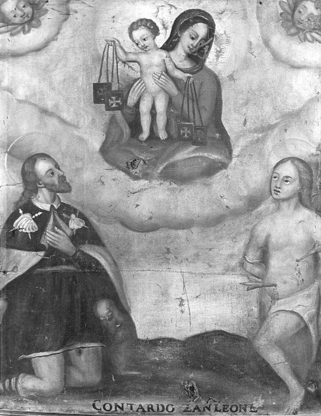 Madonna con Bambino e angeli tra San Sebastiano e San Rocco, Madonna con Bambino e angeli tra San Sebastiano e San Rocco (dipinto) - ambito pavese (seconda metà sec. XVII)