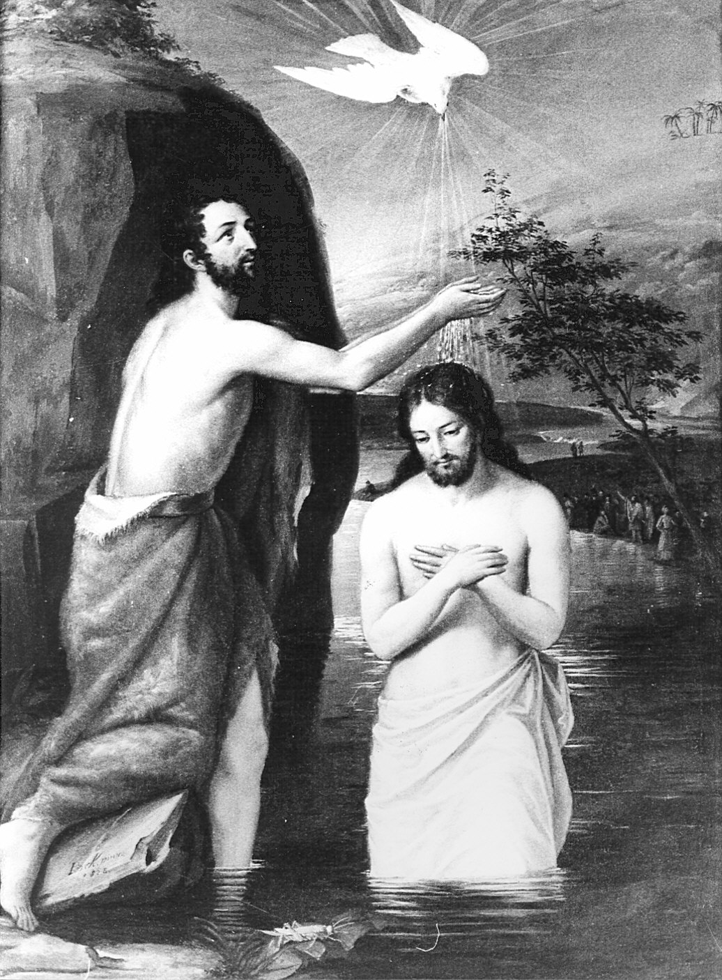 Il battesimo di Cristo, battesimo di Cristo (dipinto) di Pock Giovanni (sec. XIX)