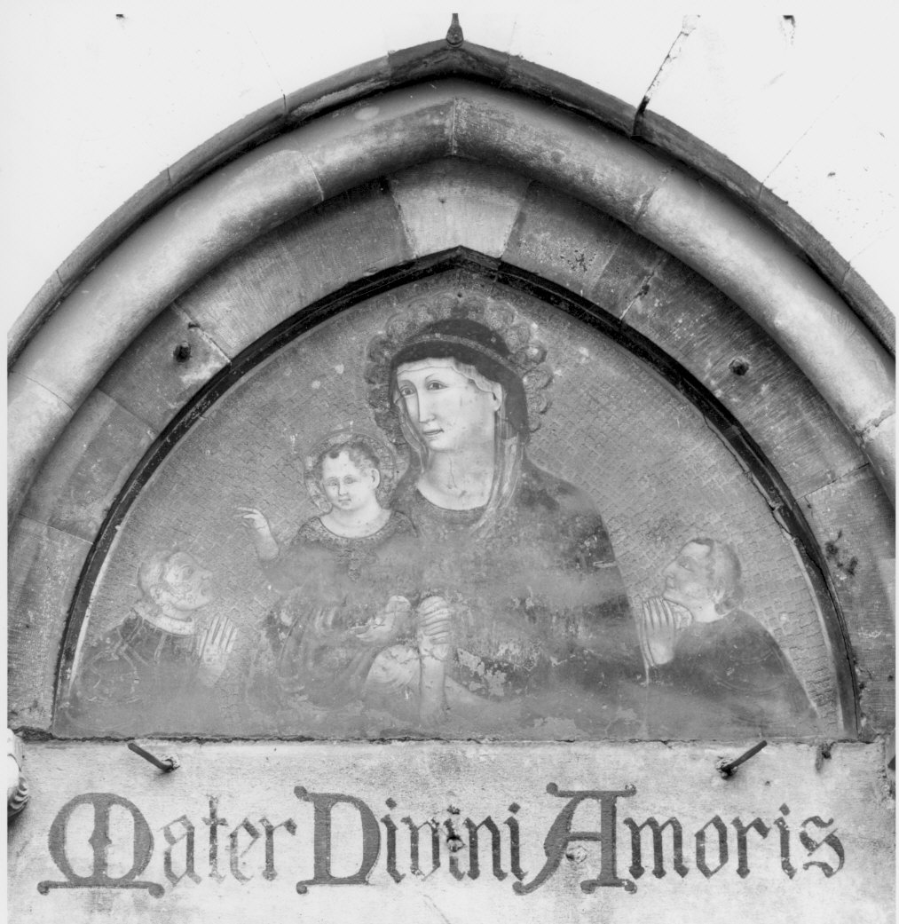 Madonna con Bambino con due oranti (dipinto murale, opera isolata) di Maestro della Tomba Fissiraga (attribuito) (secondo quarto sec. XIV)