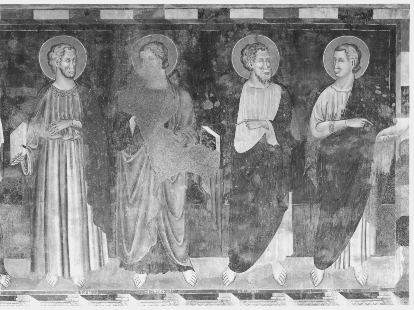 Santi apostoli (dipinto murale, elemento d'insieme) di Maestro della Tomba Fissiraga (attribuito) (secondo quarto sec. XIV)