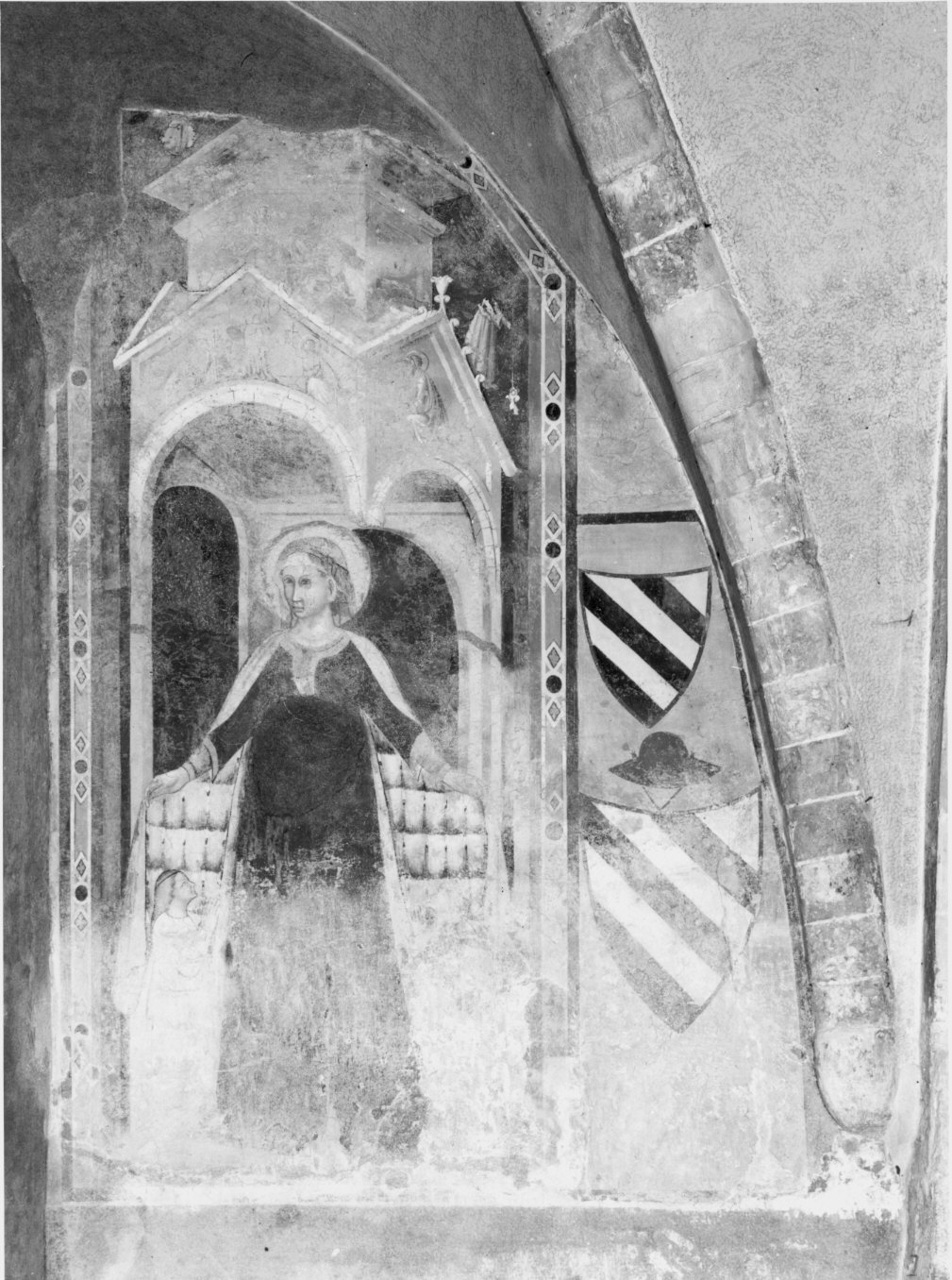 Madonna della Misericordia (dipinto murale) di Maestro della Tomba Fissiraga (attribuito) (secondo quarto sec. XIV)